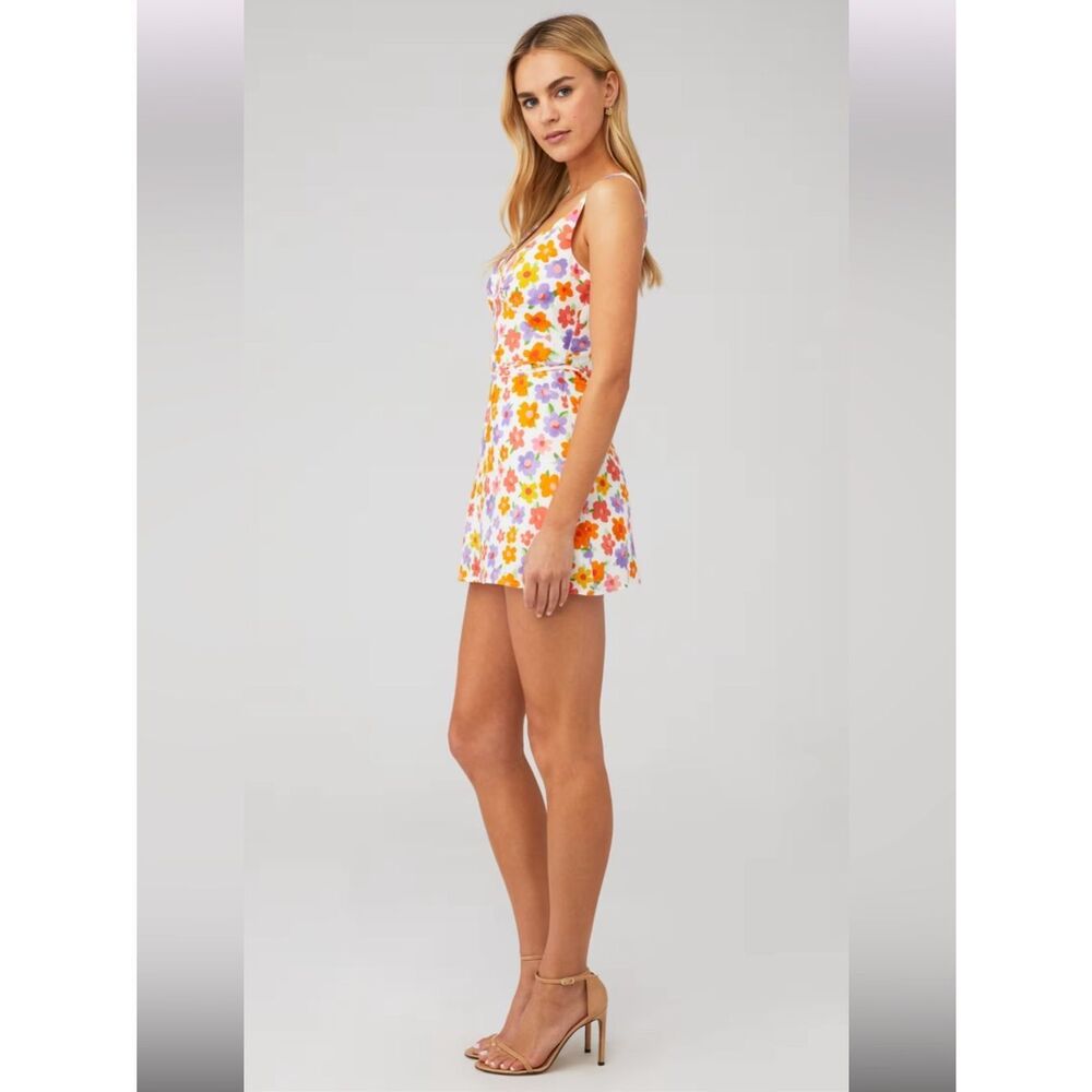 PepperMayo Women's Monday Margs Floral Linen Blend Mini Dress in Blooming Size 2 - Picture 2 of 11